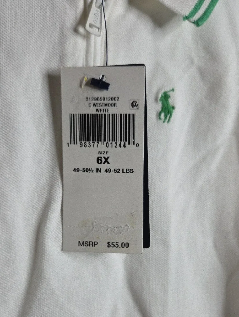 Ralph Lauren White Sleeveless Polo‎ Tank with Green Trim